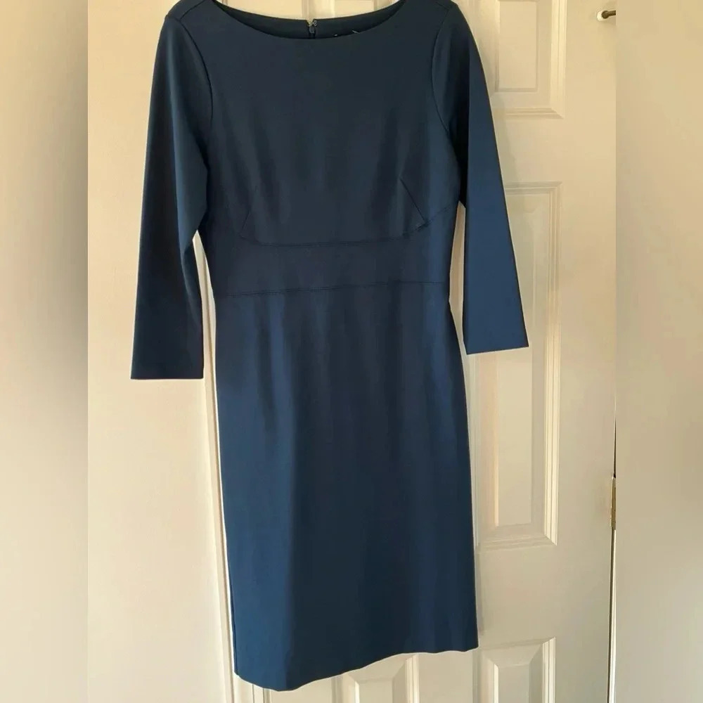 NWOT Ann Taylor Blue 3/4 Sleeve Fitted Sheath Dress (4 TALL)